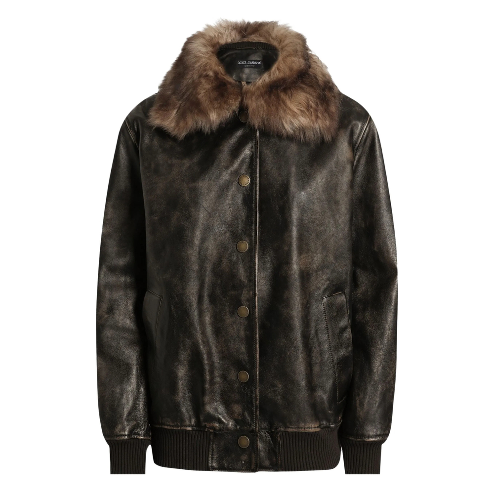 Dolce & Gabbana Leather Bomber Jacket