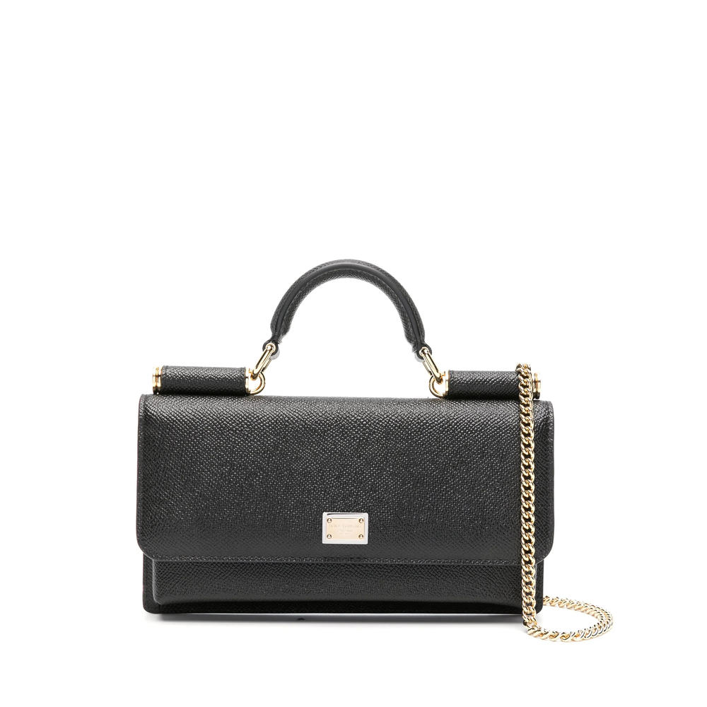 Dolce & Gabbana Mini Leather Clutch Bag In Black