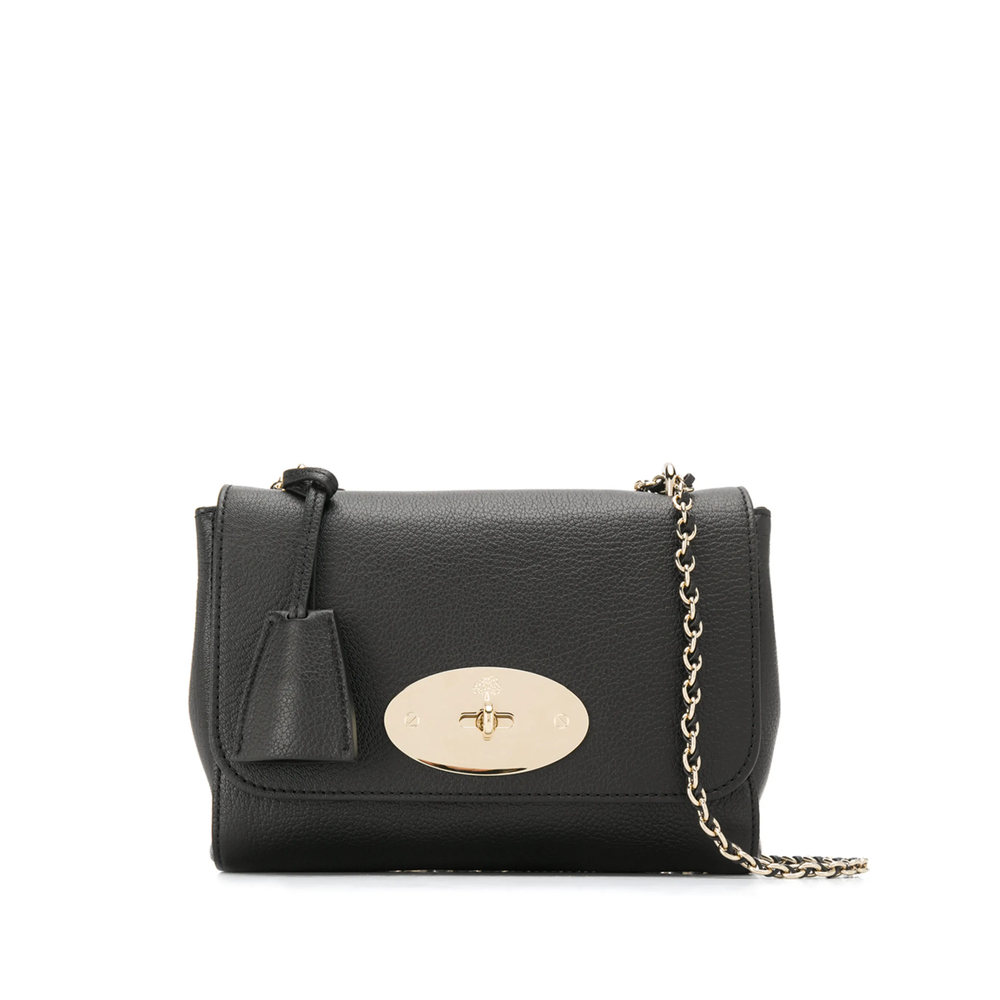 Mulberry lilly Black Shoulder Bag With Twist Lock Closure In Leather Woman