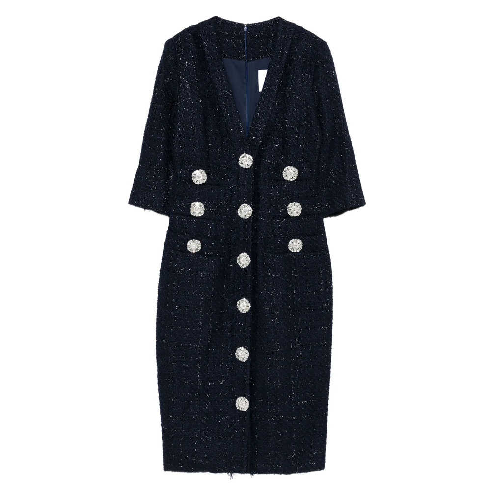 Costarellos Embellished Buttoned Dress