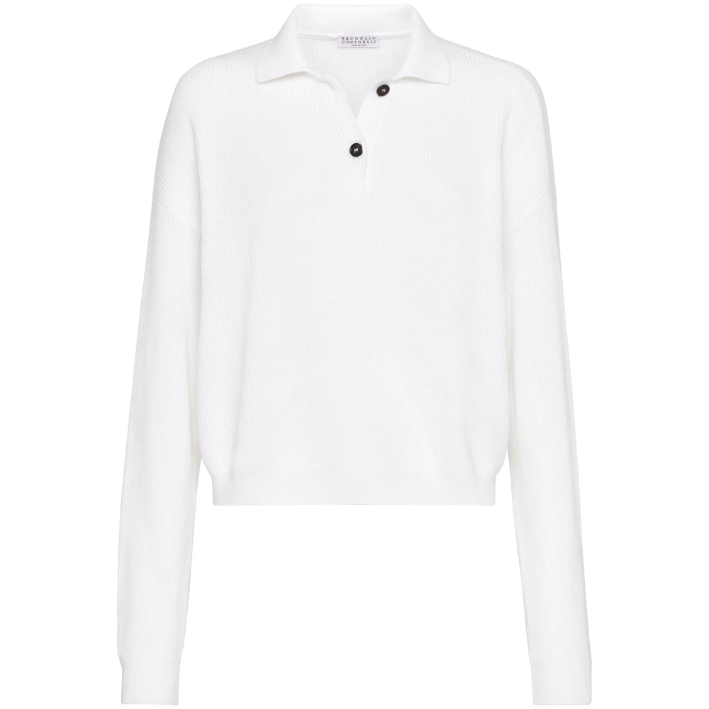 Brunello Cucinelli Ribbed-knit Polo-collar Jumper