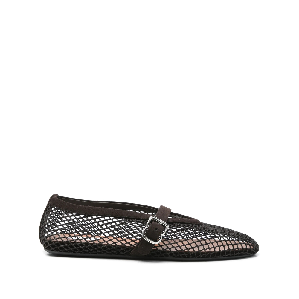 Alaïa Fishnet Ballet Flats In Brown