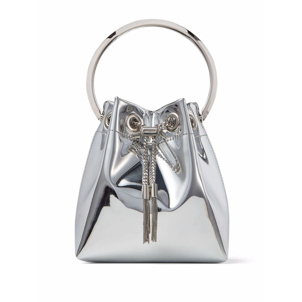 Jimmy Choo Bon Bon Metallic-effect Bucket Bag