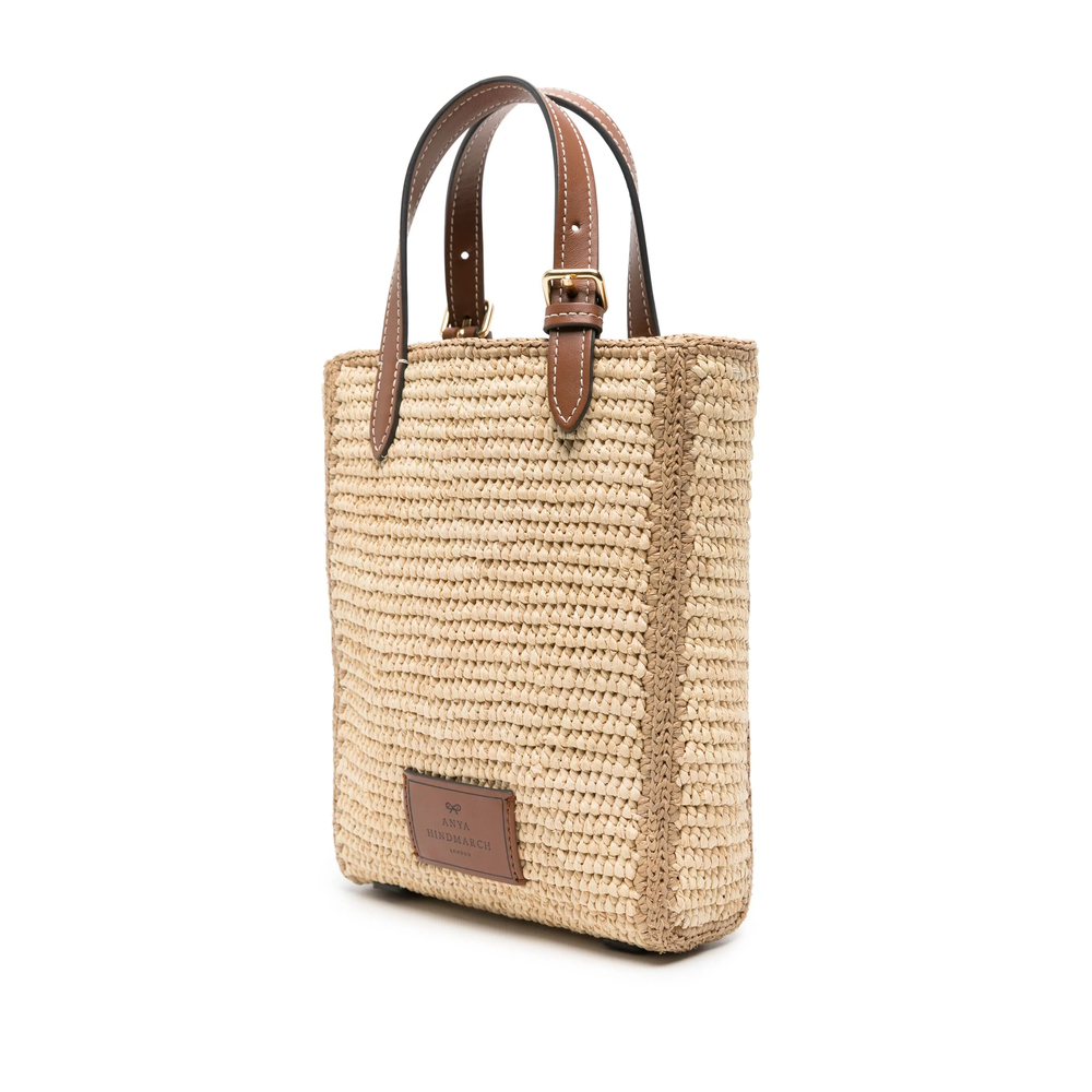 Eyes-Embroidered Raffia Tote Bag
