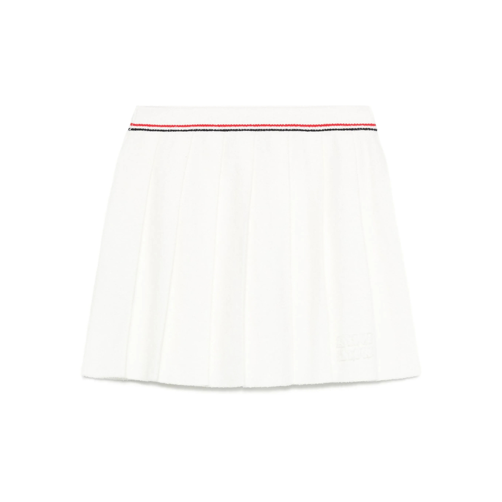 Miu Miu Cotton-blend Pleated Skirt In White