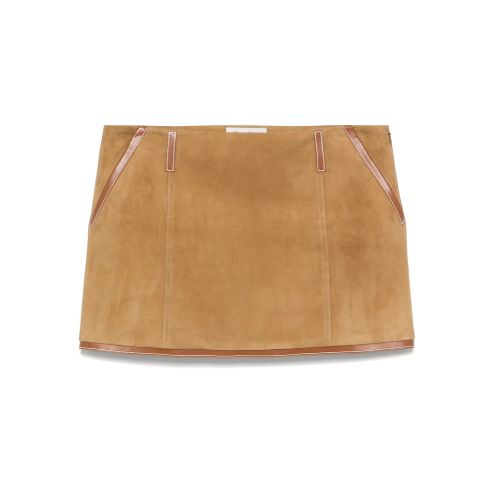 Miu Miu Logo-patch Mini Skirt In Brown