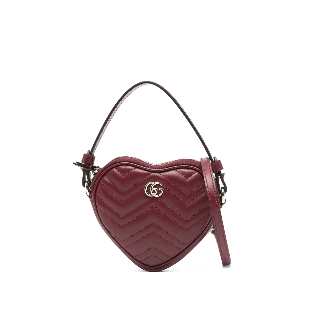 Gucci Mini Gg Marmont Heart-shaped Tote Bag In Red