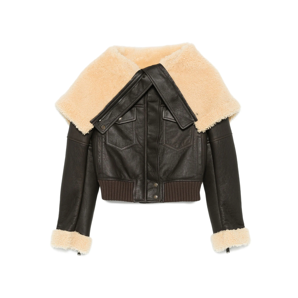 Alexander Mcqueen Shearling-collar Leather Jacket