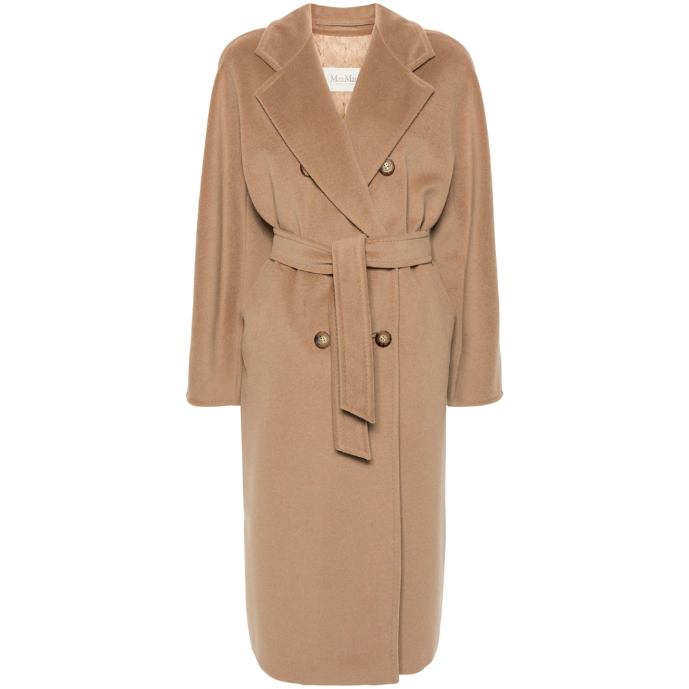 Max Mara Madame Belted Coat In Neutral
