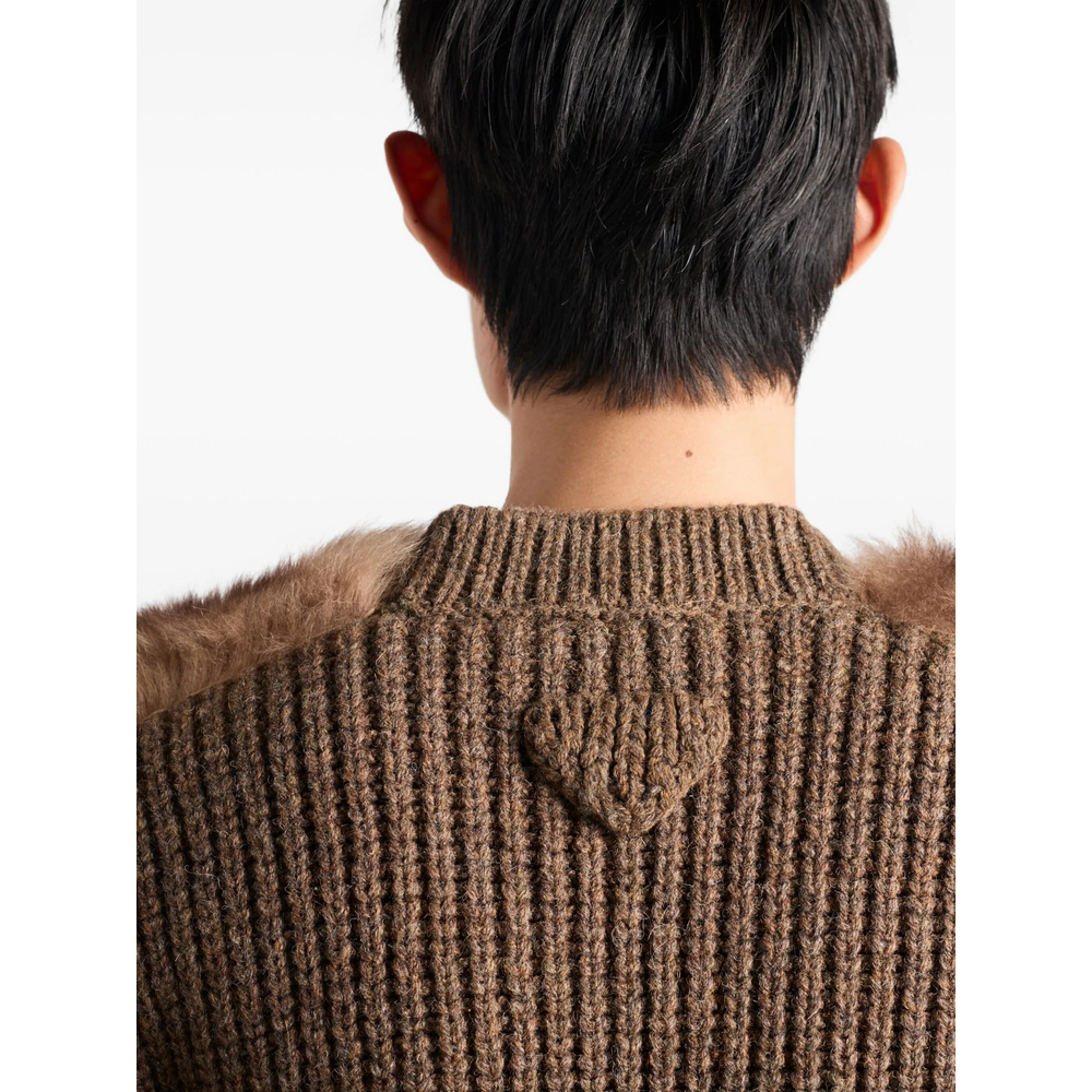 Shearling-Trimmed Cardigan