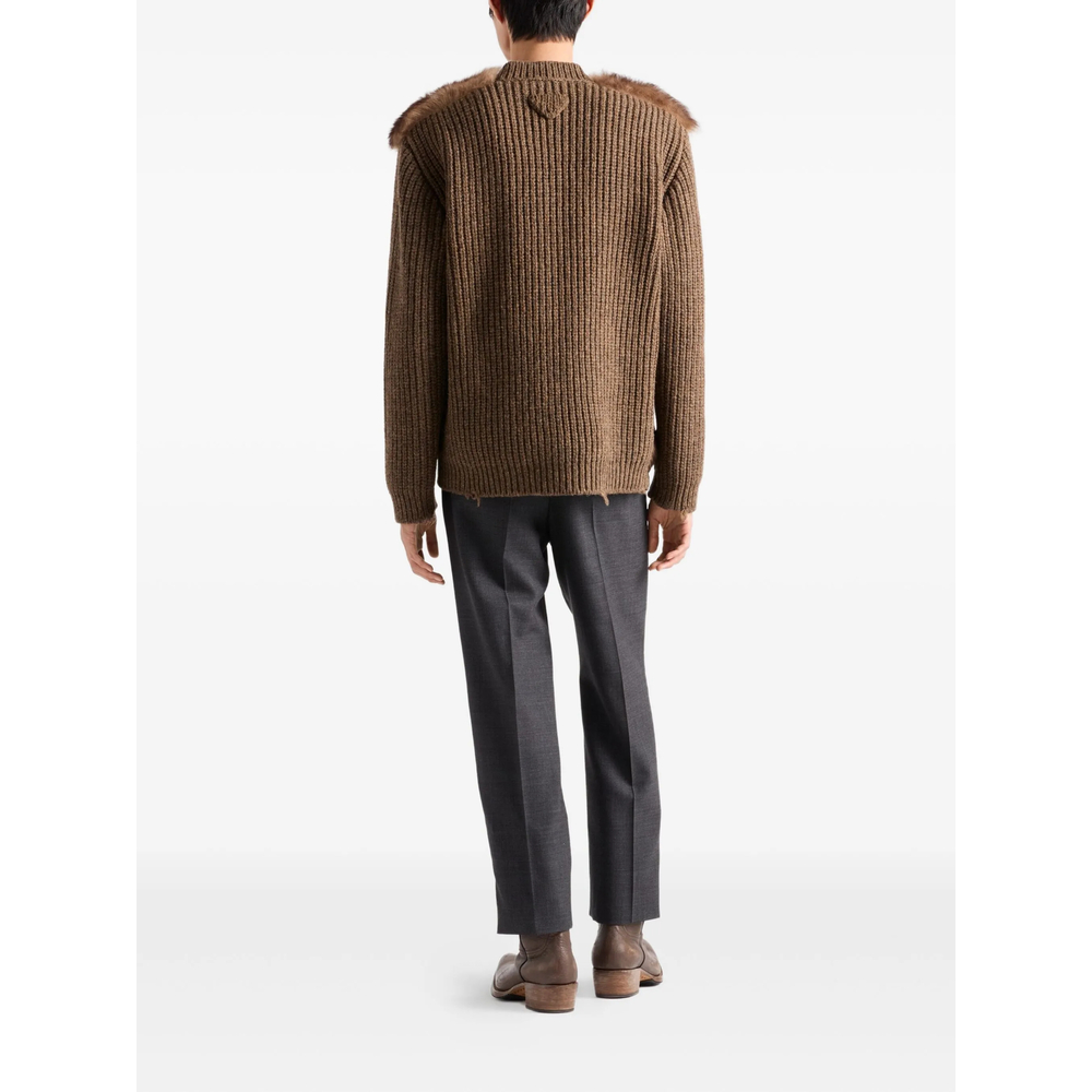 Shearling-Trimmed Cardigan