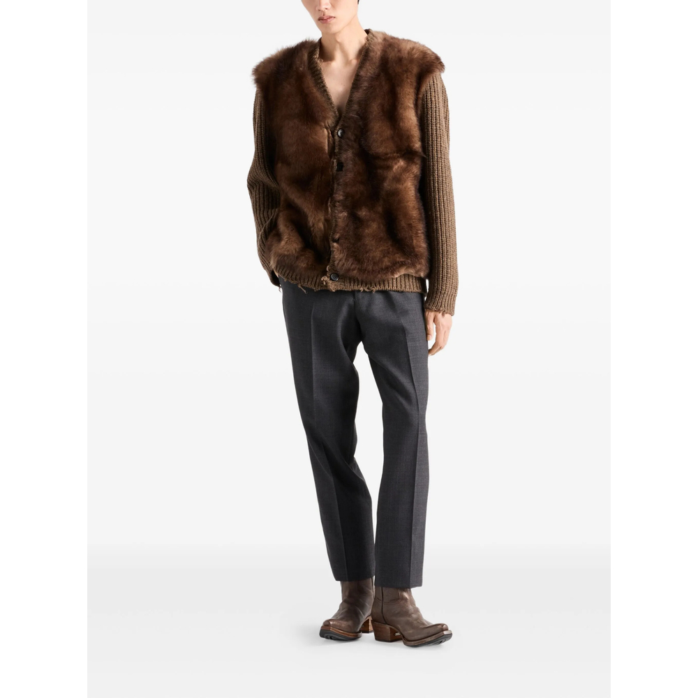 Shearling-Trimmed Cardigan