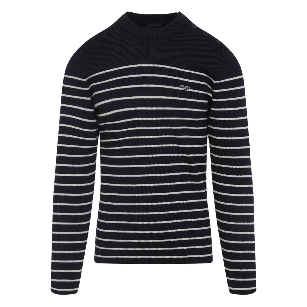 Prada Striped Wool Crew-neck Sweater
