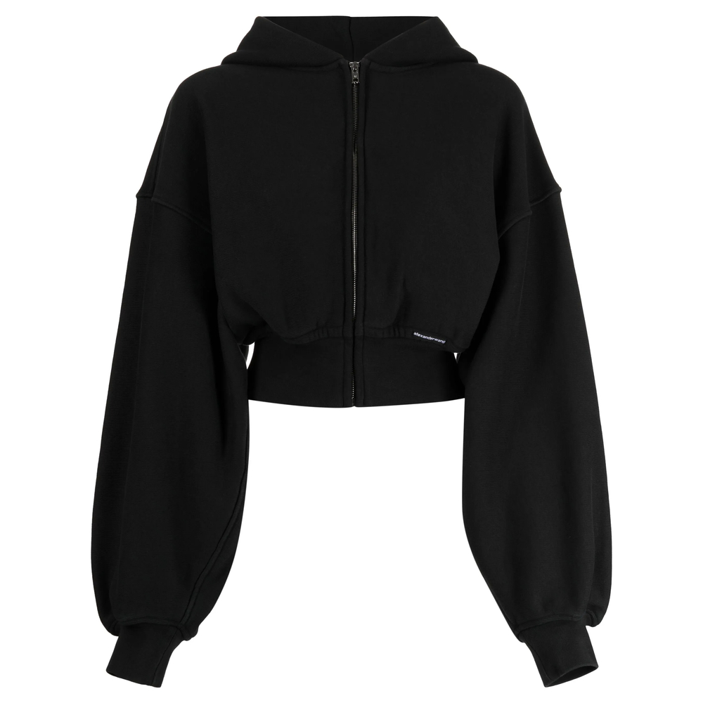 Alexander Wang T Cropped Zip-up Cotton Hoodie