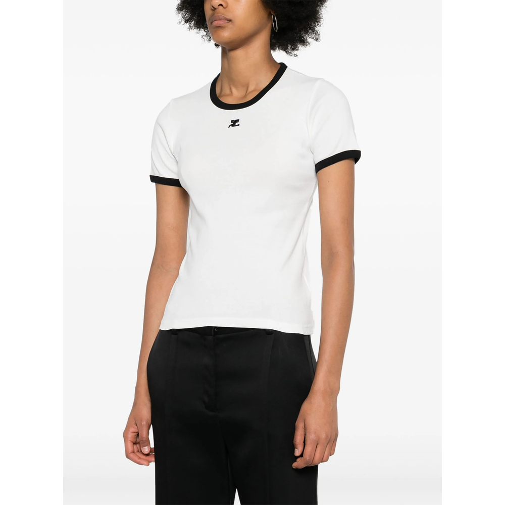 Courrèges Contrast-Trim Cotton T-Shirt