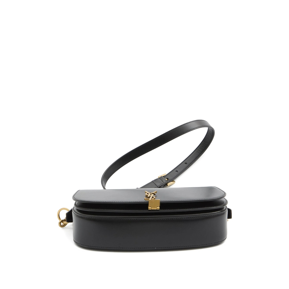 Logo-Plaque Curved Shoulder Bag