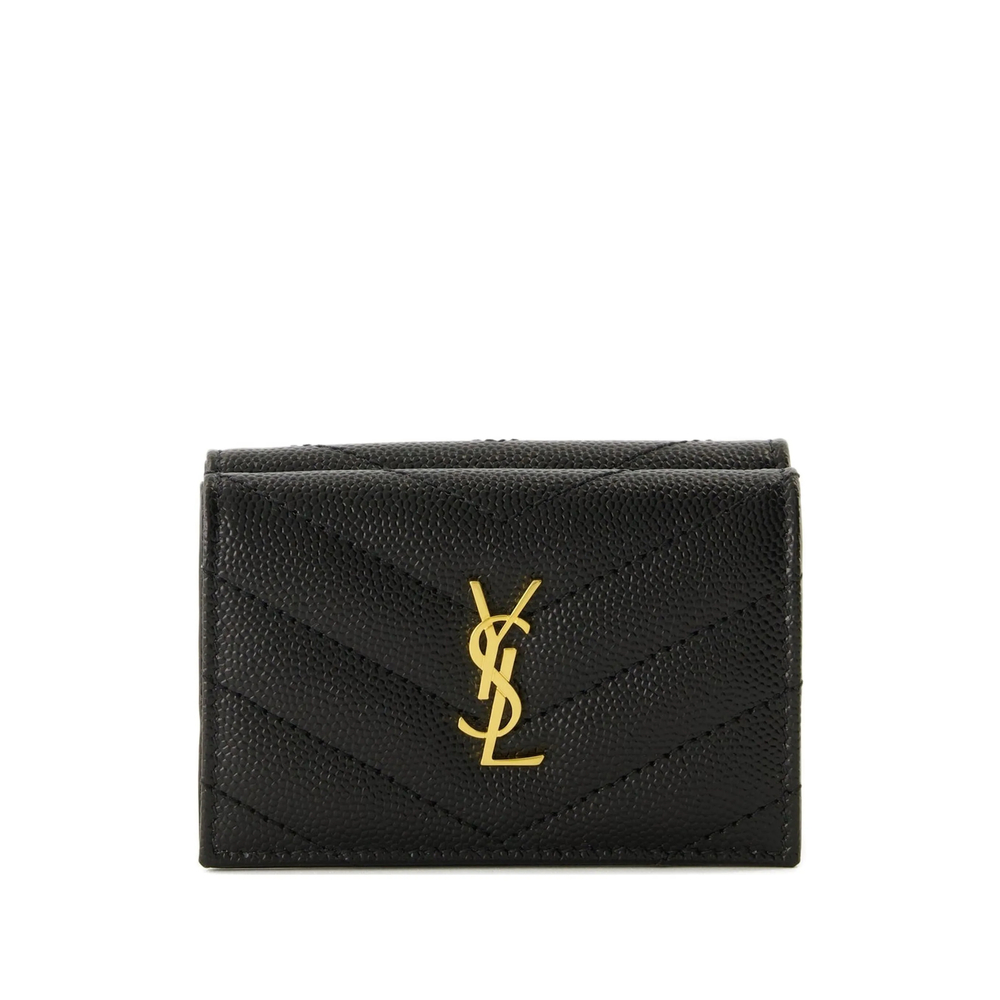 Saint Laurent Monogram Leather Wallet In Black