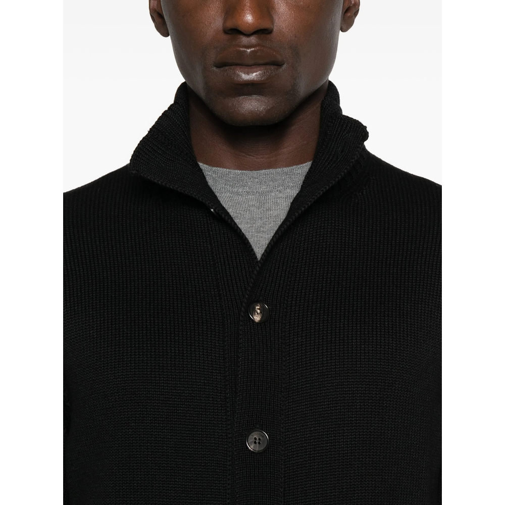 High-Neck Button-Fastening Cardigan