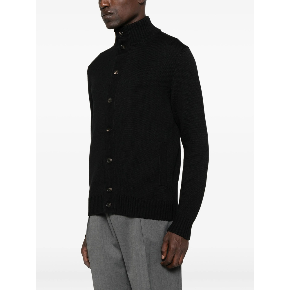 High-Neck Button-Fastening Cardigan