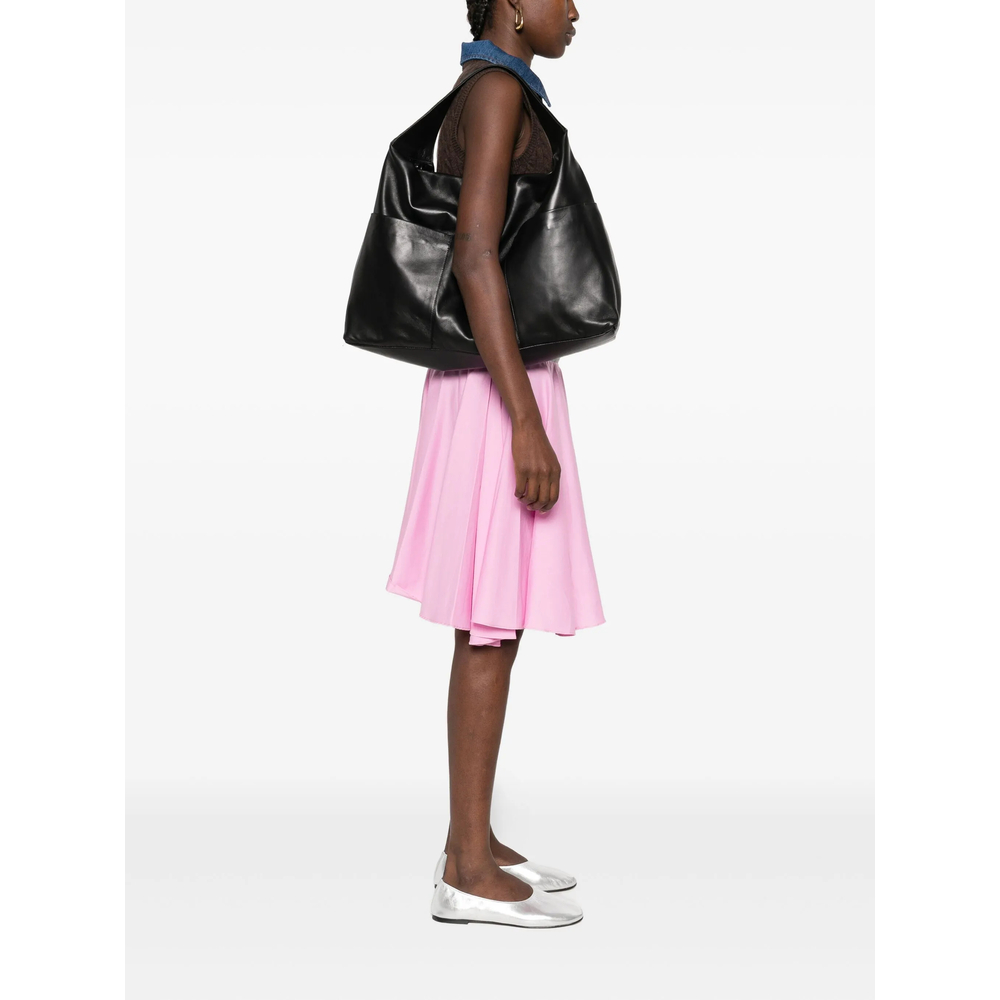 Leather External-Pocket Shoulder Bag