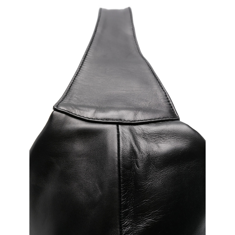 Leather External-Pocket Shoulder Bag