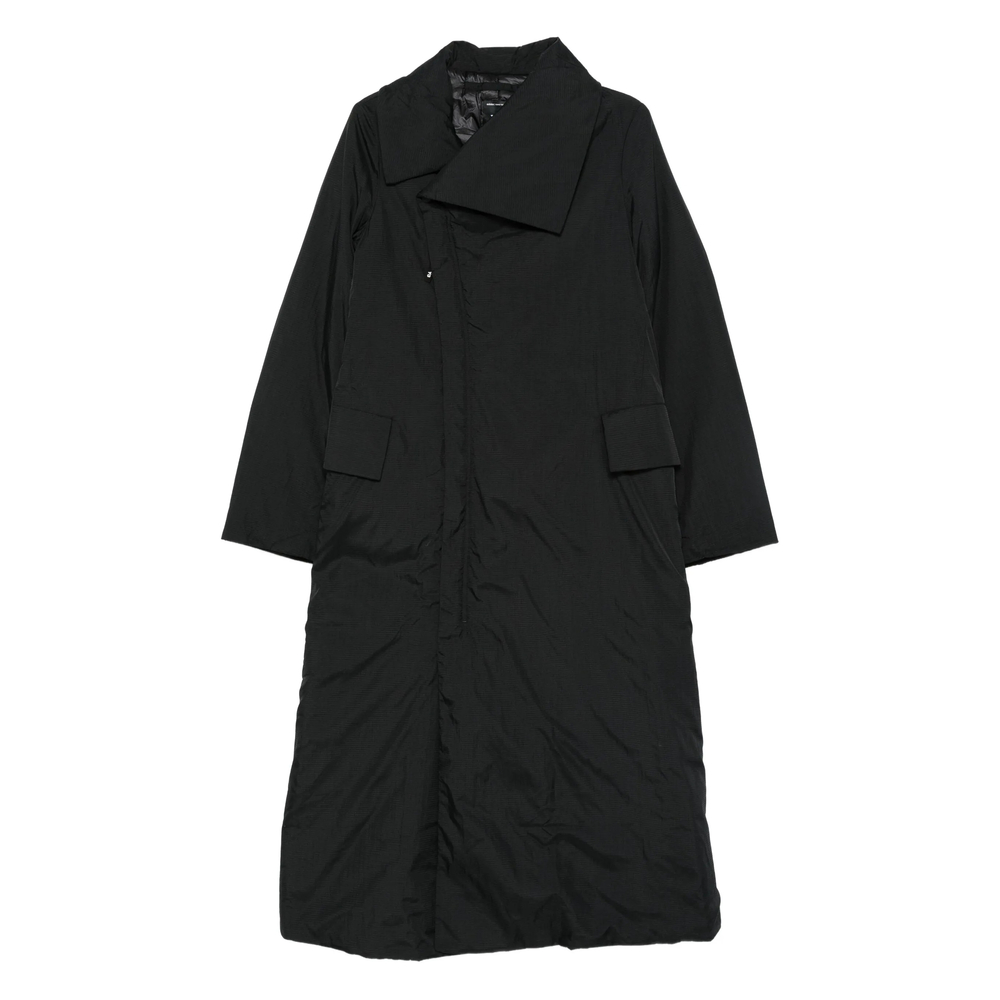 Y-3 Asymmetric-collar Raincoat In Black