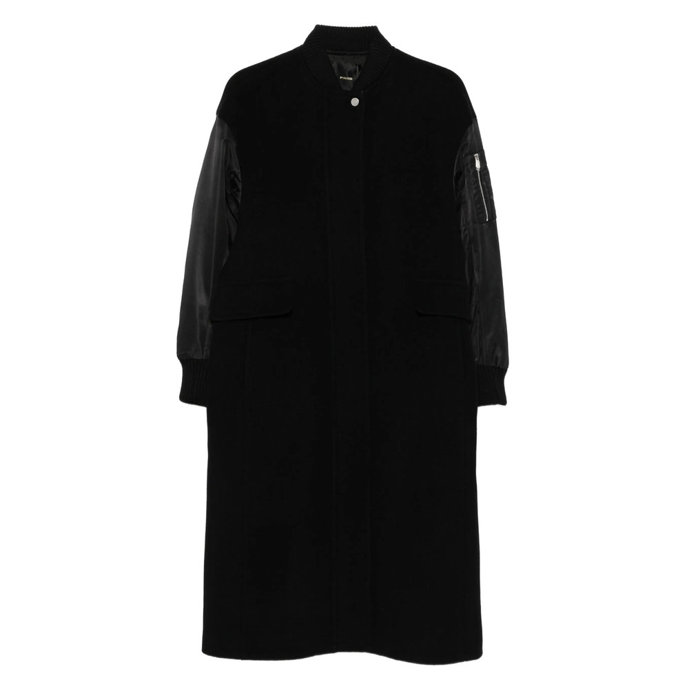 Pinko Satin-sleeve Wool Coat