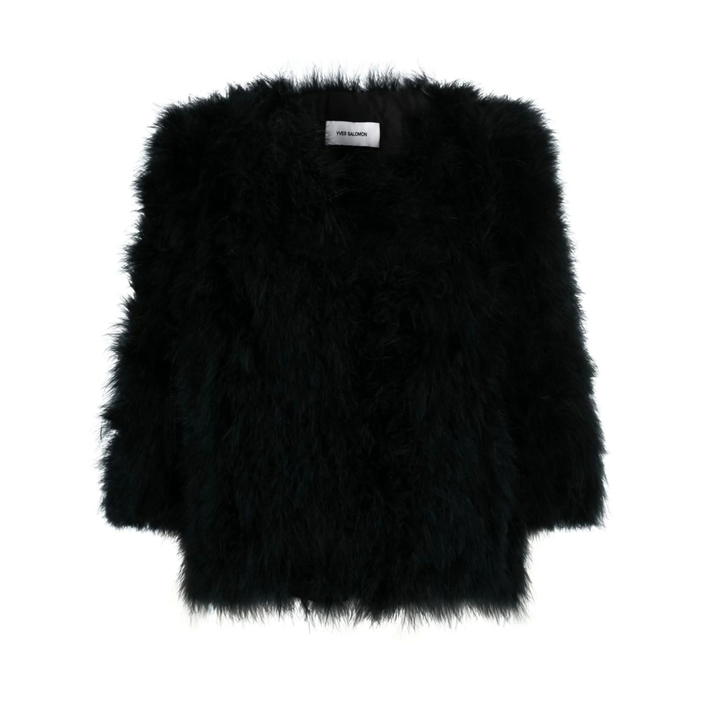 Yves Salomon Single-breasted Feather Jacket