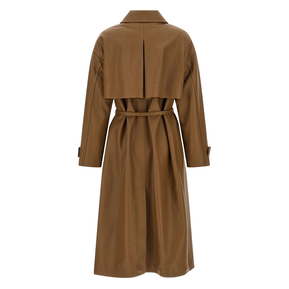 Embossed Logo Belted Trench Coat