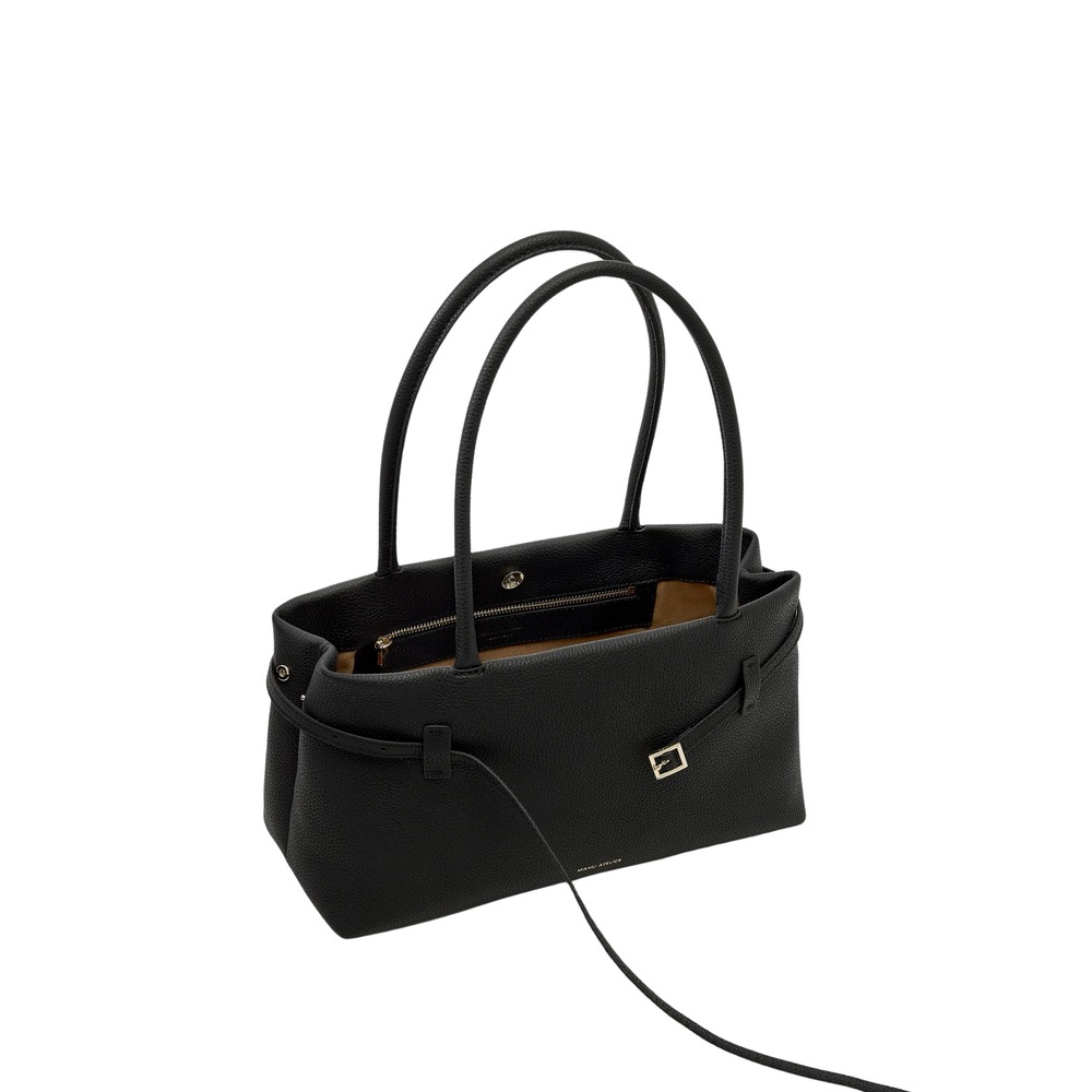 Buckle-Strap Tubular-Handles Tote Bag