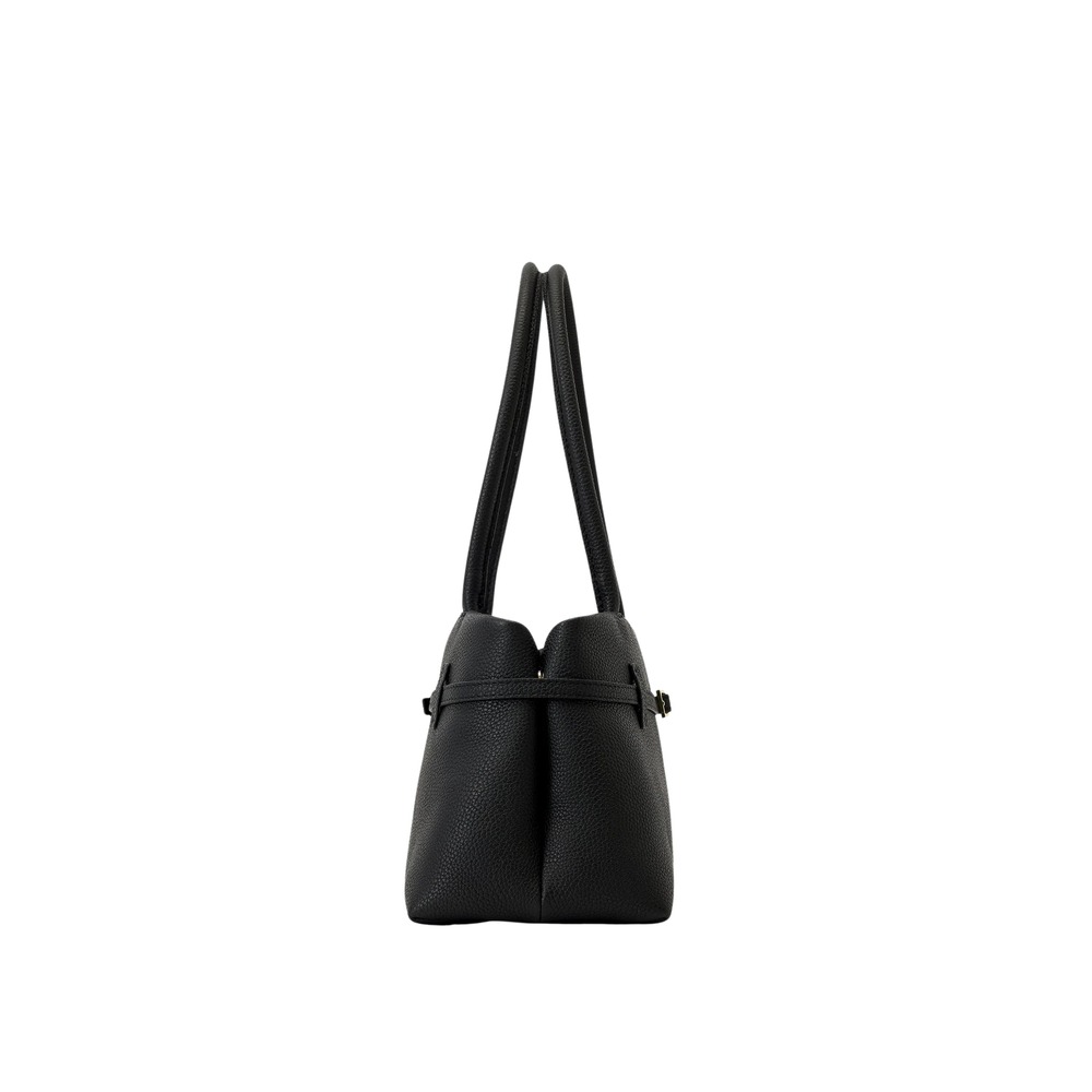Buckle-Strap Tubular-Handles Tote Bag