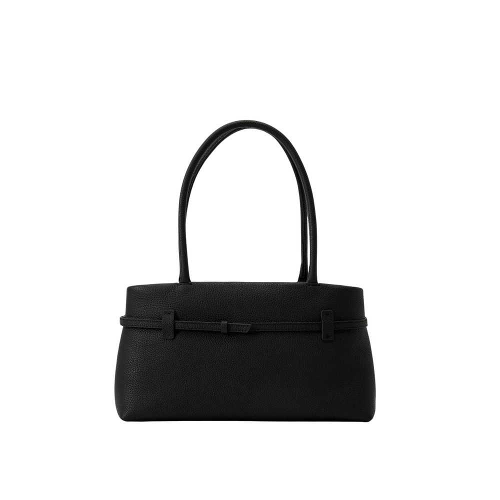 Buckle-Strap Tubular-Handles Tote Bag