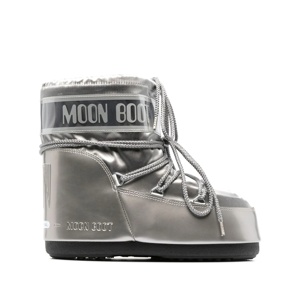Moon Boot Icon Low Glance Silver Satin Boots
