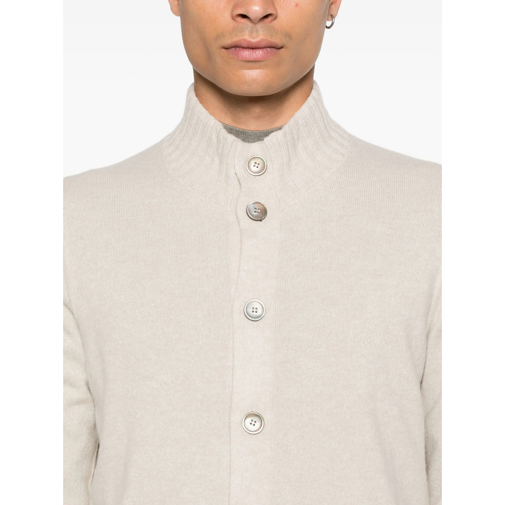 Flap-Pocket Buttoned Cardigan