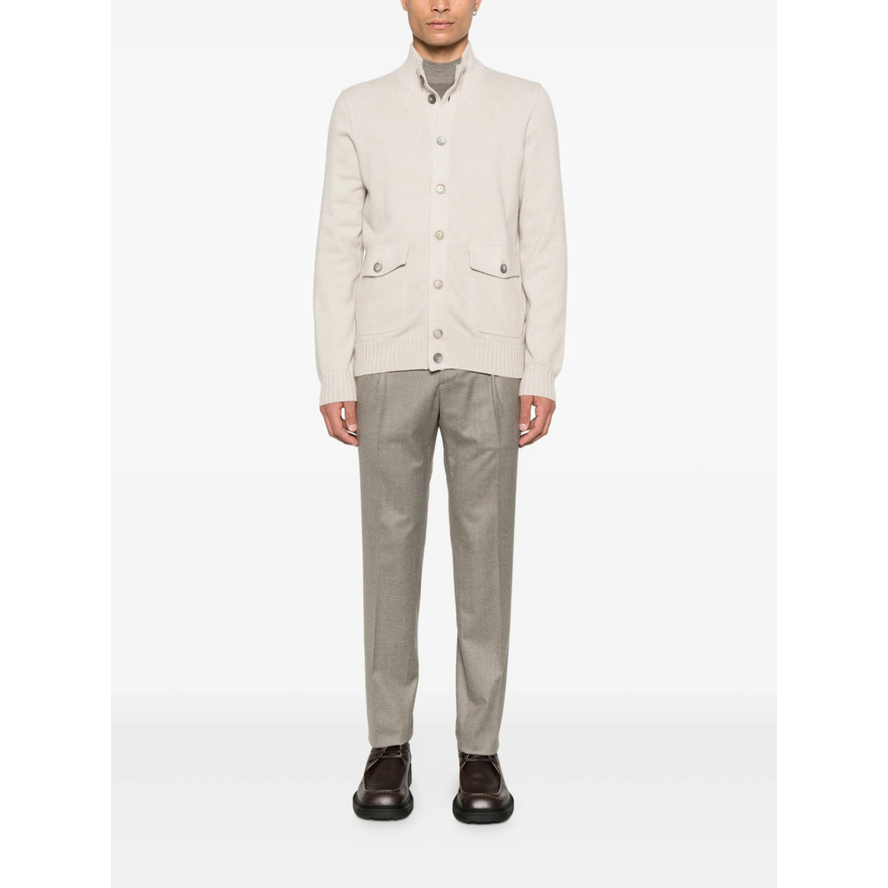 Flap-Pocket Buttoned Cardigan
