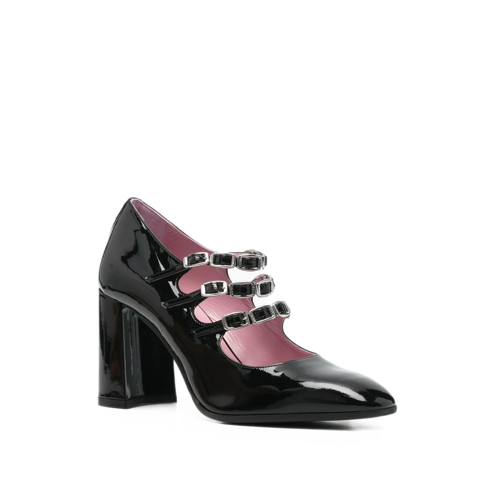Patent-Leather Triple-Strap Pumps
