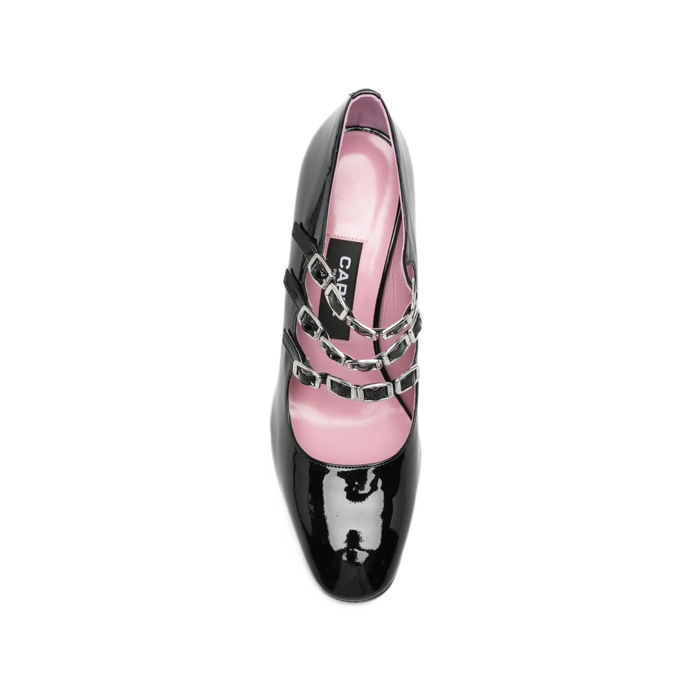 Patent-Leather Triple-Strap Pumps