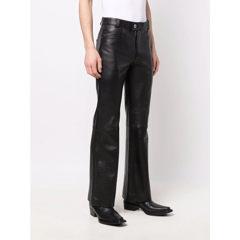 Leather Flare-Leg Trousers