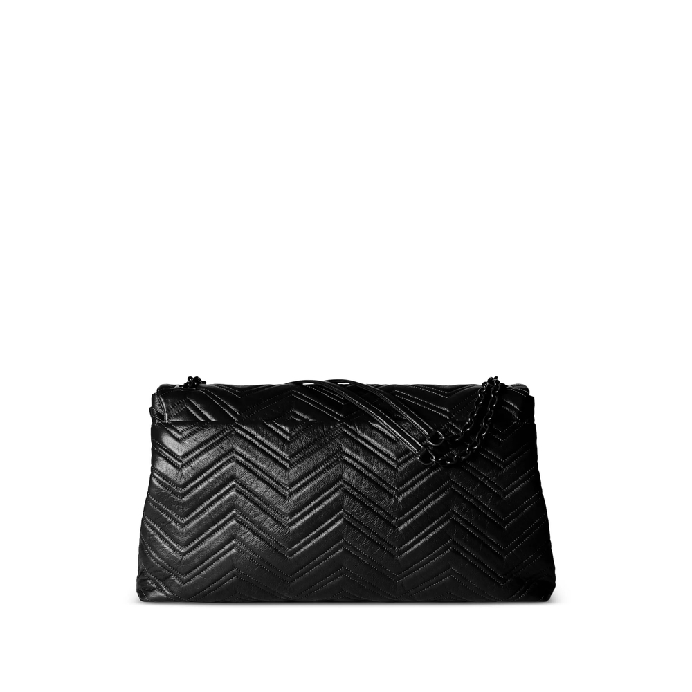 Black Leather Maxi GG Marmont Shoulder Bag