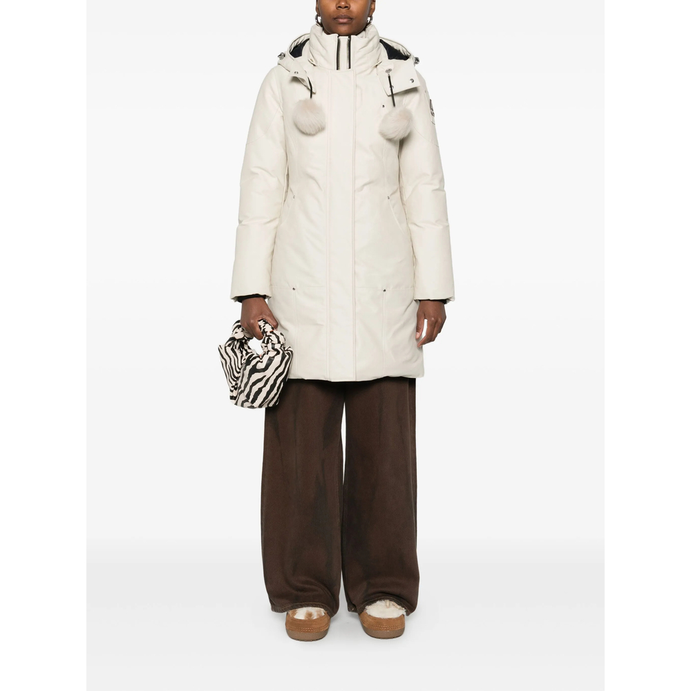 Pompom-Detail Hooded Coat