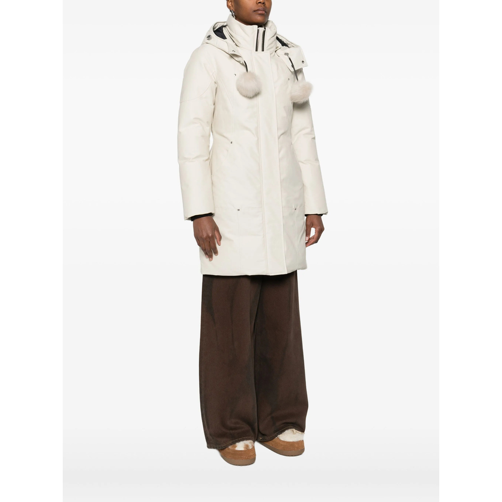 Pompom-Detail Hooded Coat