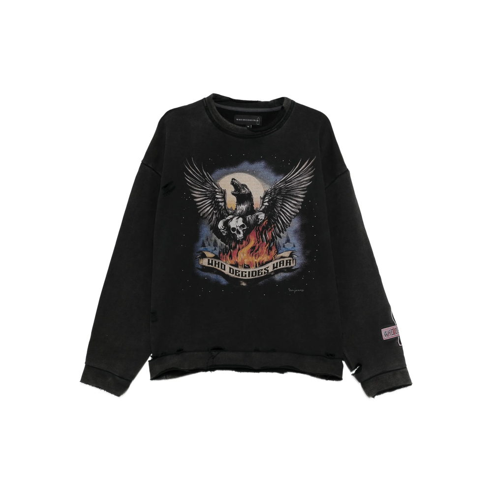 Who Decides War Moon Graphic Distressed Sweatshirt
