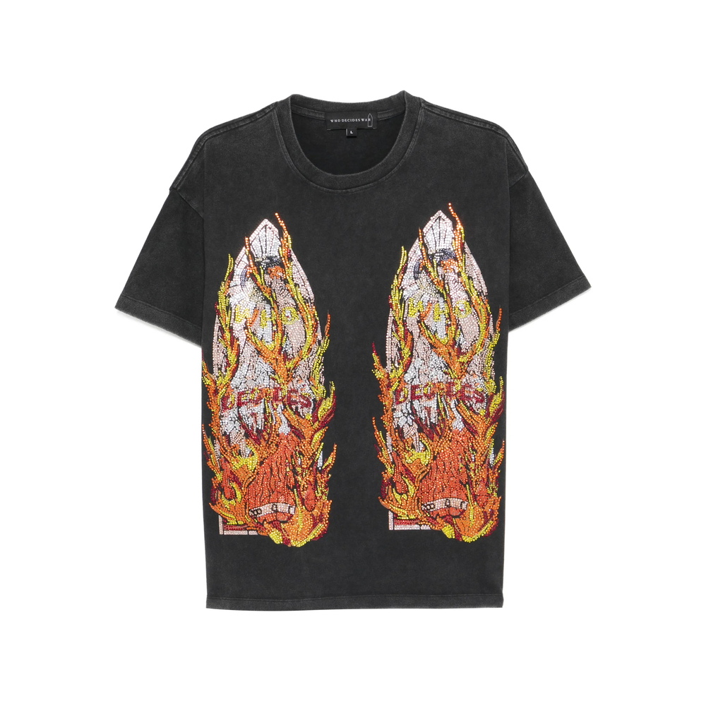 Who Decides War Rhinestone Flame T-shirt