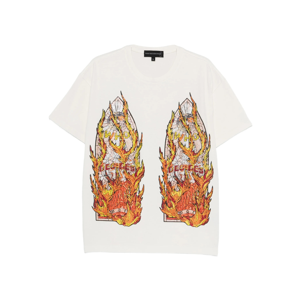 Who Decides War Rhinestone Flame Glass T-shirt