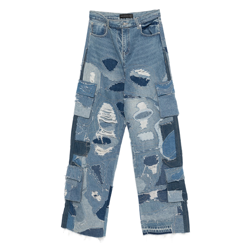 Ripped Patchwork Cargo Jeans