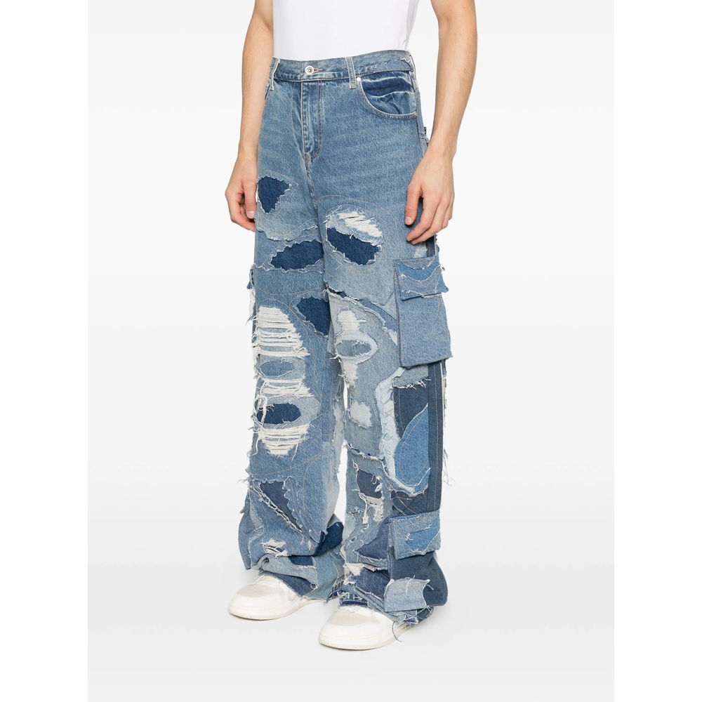Ripped Patchwork Cargo Jeans