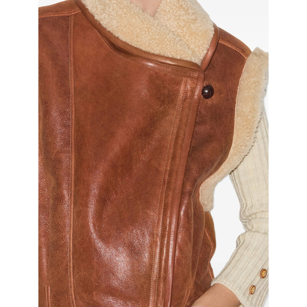 Alime Shearling-Trim Leather Vest
