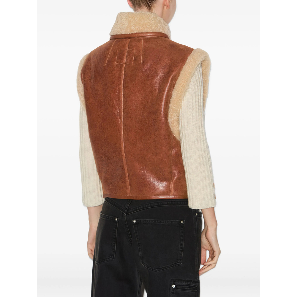 Alime Shearling-Trim Leather Vest