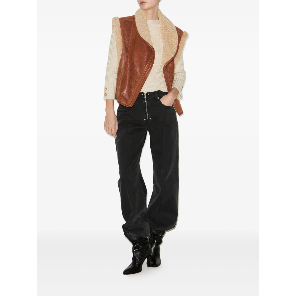 Alime Shearling-Trim Leather Vest