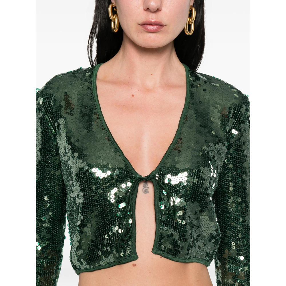 Oséree Marylin Sequin Tie-Fastening Top